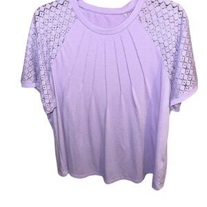 ☀️ Lavender Lace Sleeve Women's Top